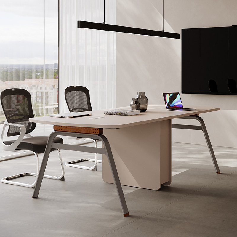 会议桌小型长条桌6-8人简约椭圆形办公室洽谈桌椅组合会议室桌子