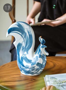 采购产品景德镇陶瓷手绘青花鸡招财开门红，乔迁礼品，客厅家居装