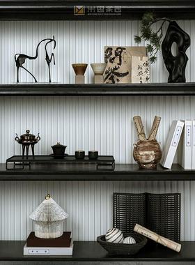 新中式摆件书房书柜茶室装饰品高级感样板间软装搭配组合茶具套组