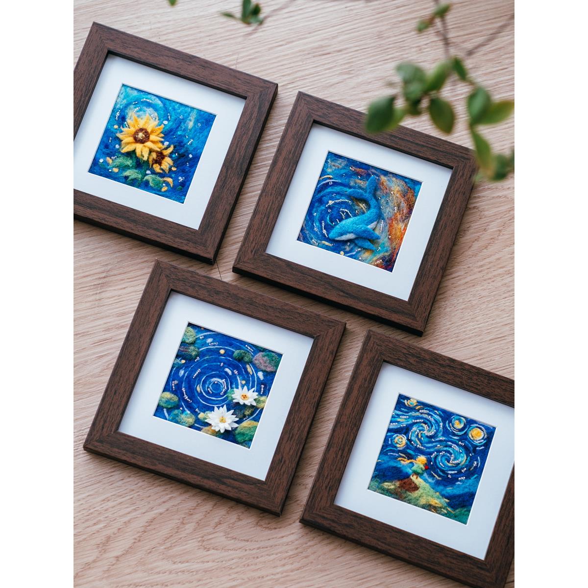 星月夜系列羊毛毡戳戳乐手工diy材料包相框画摆件节日生日礼物