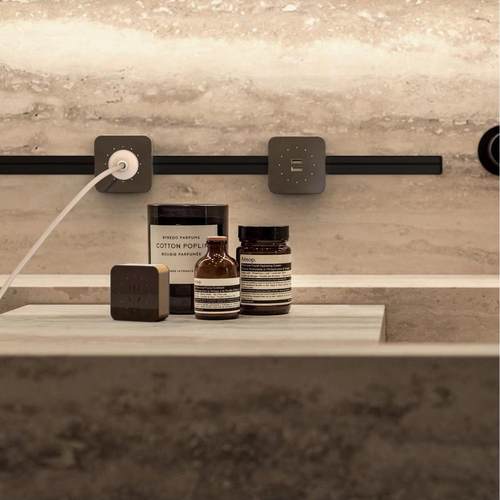 电力轨道插座嵌入式餐柜厨房专用移动排插无线 线暗装滑轨插排