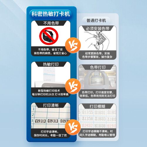 科密VT-3608热敏考勤机卡钟卡纸打卡机液晶员工上班微电脑纸质插