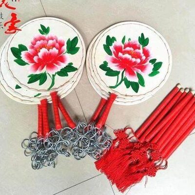 绘包邮扇子京西太舞蹈鼓X手鼓彩秧歌道具鼓儿鼓扇女平鼓