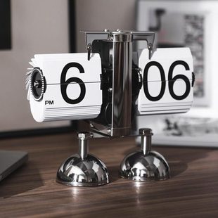 天平数字自动翻页时钟机械桌面钟表创意摆件客厅轻奢时尚简约欧式