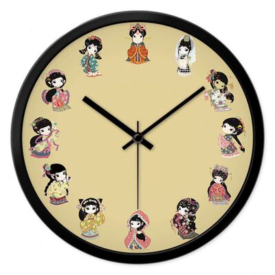 二钗摩门挂石英钟表金陵十静音钟中国风卧室挂表客厅复古时钟创意