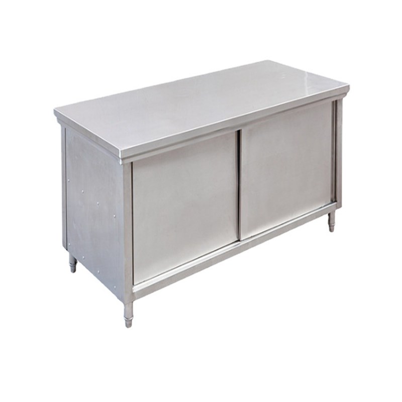 不锈钢推b拉门工作台酒店厨房操作台切菜桌案板食堂储物柜打包荷