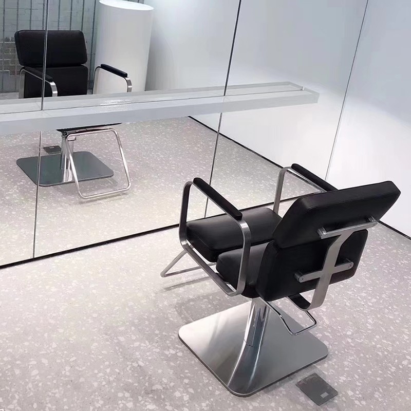 高档沙龙发廊专用不锈钢美发店椅子网红理发O椅升降剪发凳简约现