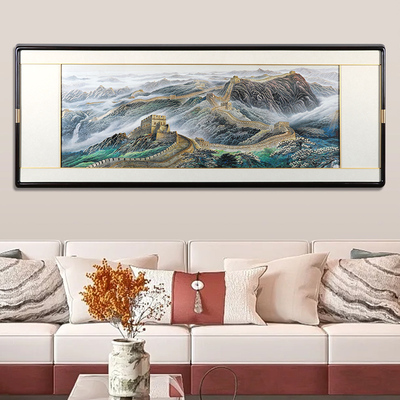 万里长城铜板装饰画客厅办公室高档客厅沙发背景墙挂画靠山铜雕画