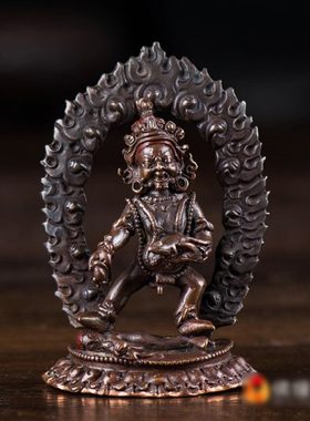 尼泊尔室内用品铜手工家用小铜像紫铜《黑财神》 随身铜像