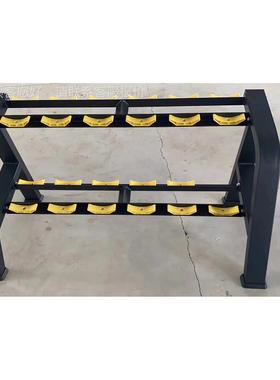 哑架子77080付6付哑铃套装1放架两层置三铃层圆头包胶电镀哑铃健