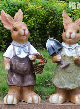 阳台花园庭院彼得兔子多肉花盆落地摆件室外园林草坪景观布置装饰