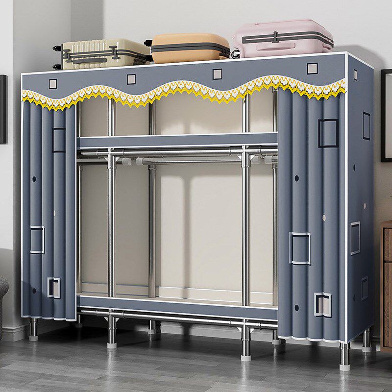 衣柜家用卧室出租房用简易组装加粗加厚全钢架结实耐用经济型衣橱