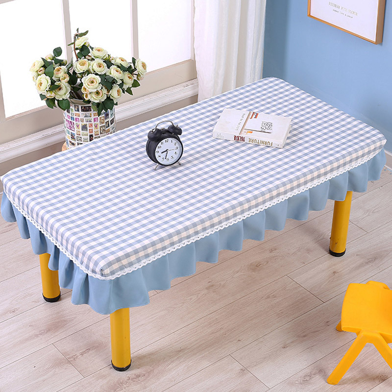 幼儿园桌布套长方形学生课桌桌罩布艺桌套pu桌布防水防油免洗格子