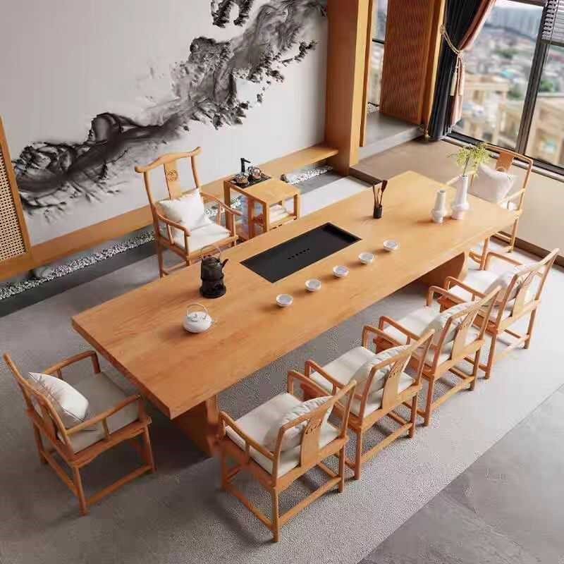新中式实木茶桌椅组合家用客厅茶几原木泡茶台办公室简约现代阳台