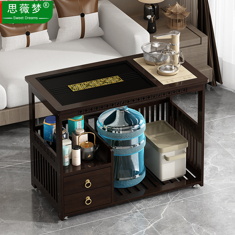 实木移动小茶桌家用茶台茶车烧水壶一体茶水柜带T轮茶边几功夫茶