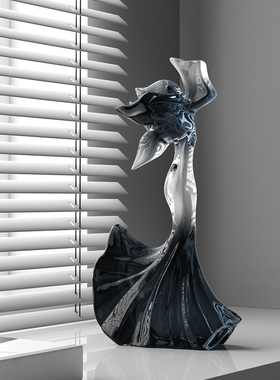 现代艺术人物工艺品简约透明雕塑软装饰高级感客厅柜子办公室摆件