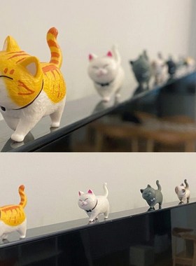 猫咪摆件办公室桌面屏幕电脑显示器摆件工位趴趴装饰品车内女