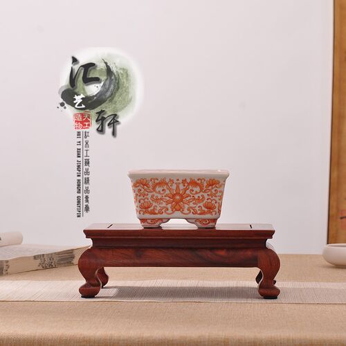 缅甸花梨现代明式长方奇石摆件客厅花瓶装饰茶壶盆景底座木质托架