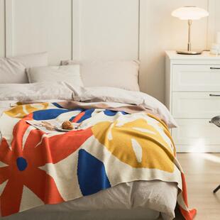 生活之盐·黎杏叶花卉客厅沙发柔软办公家居休闲盖毯空调毯床盖