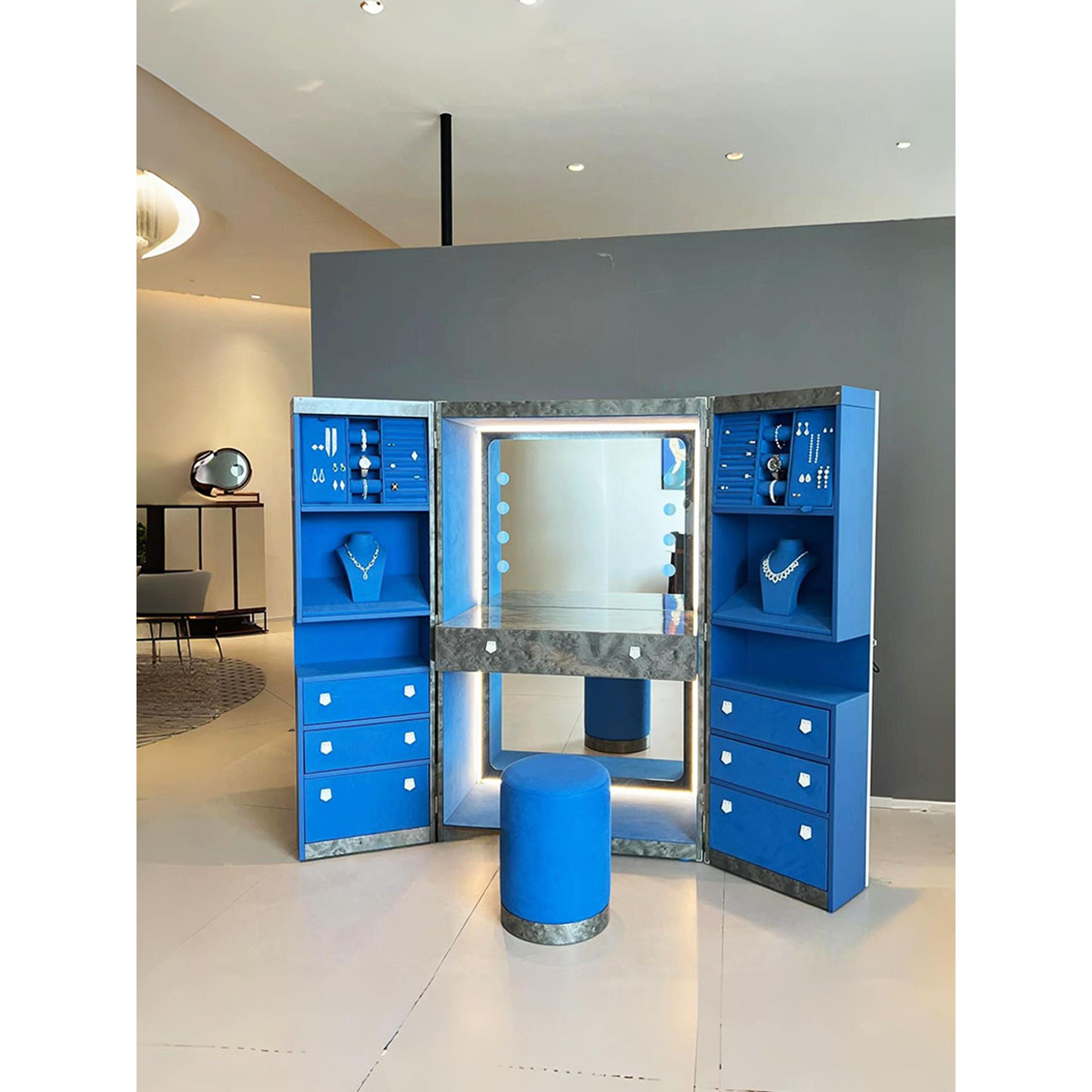 意大利实木首饰柜家居落地灯豪华首饰柜高端别墅设计师风格镜台