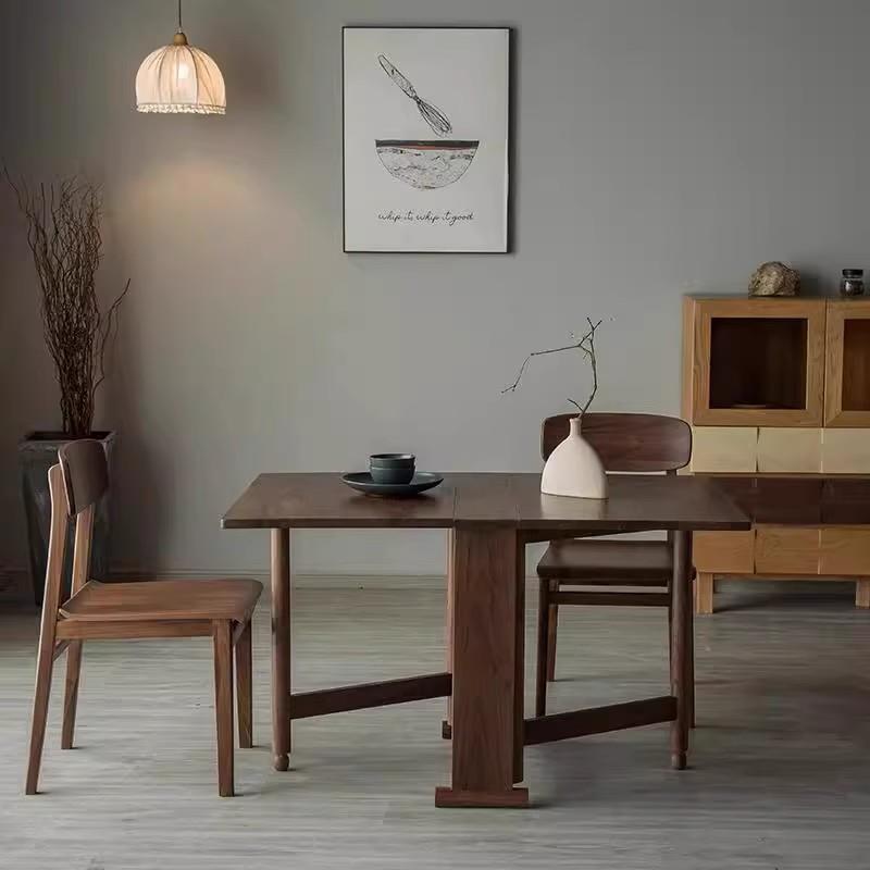 黑胡桃木实木可折叠餐桌饭桌长方形家用休闲客厅户外多功能电脑桌