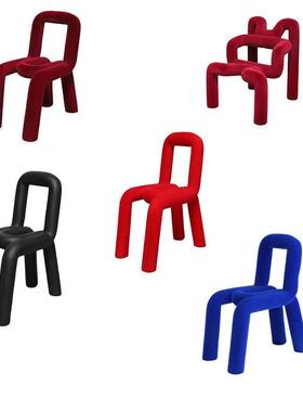 现代简约创意异形座椅凳子植绒树脂样板房家居客厅桌面装饰品摆件