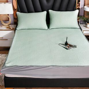 凉豆豆凉席2023新款冰丝床笠三件套透气学生宿舍单人一米二软席子