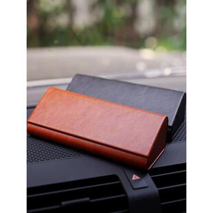 新款覆古磁吸墨镜盒便携轻便抗压PU疯马皮近视眼镜盒男女简约镜盒