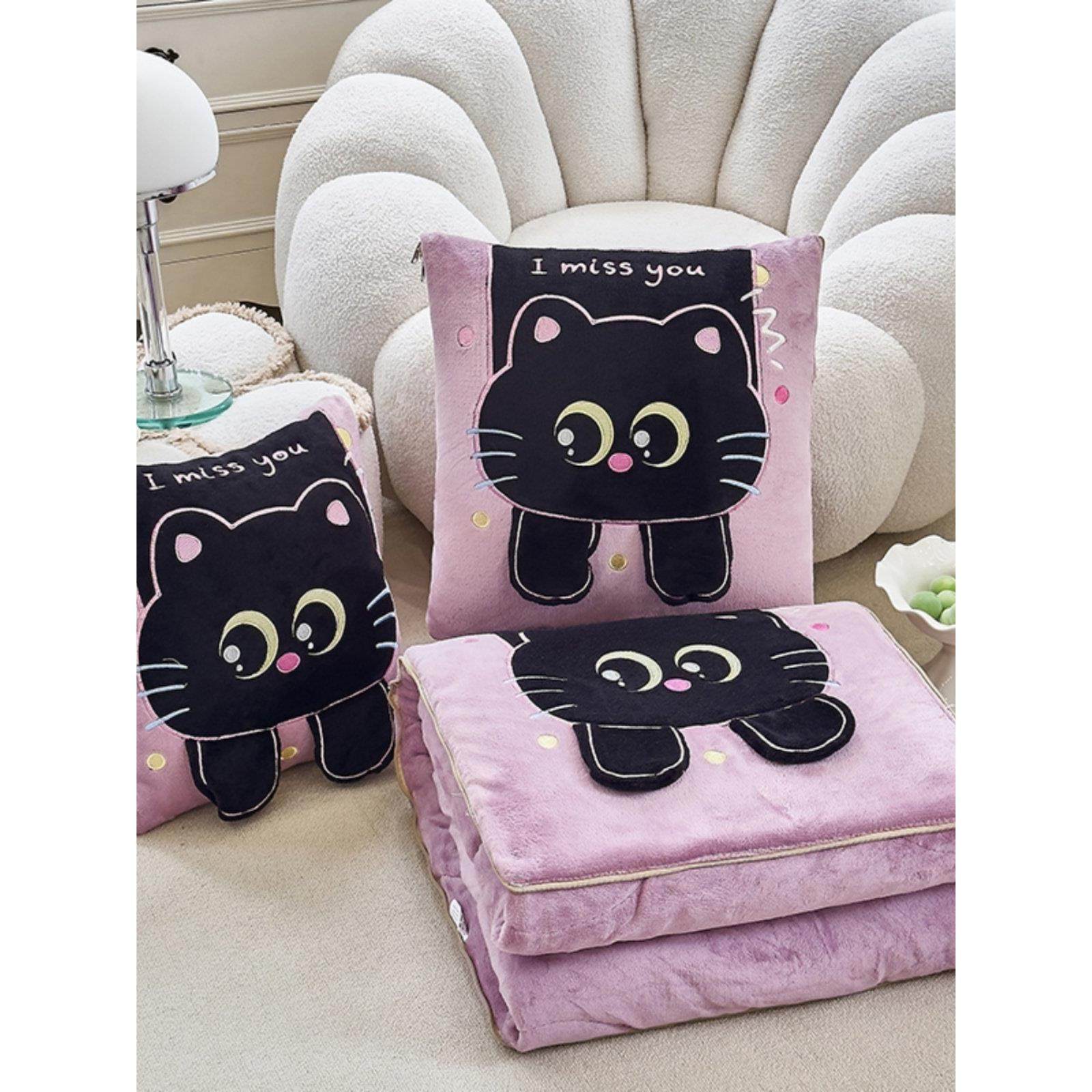 加厚双面牛奶绒抱枕被子两用二合一午睡车用毯子冬天车载枕头被新,居家布艺,抱枕被,淘宝优惠券,粉丝福利购,淘宝优惠卷