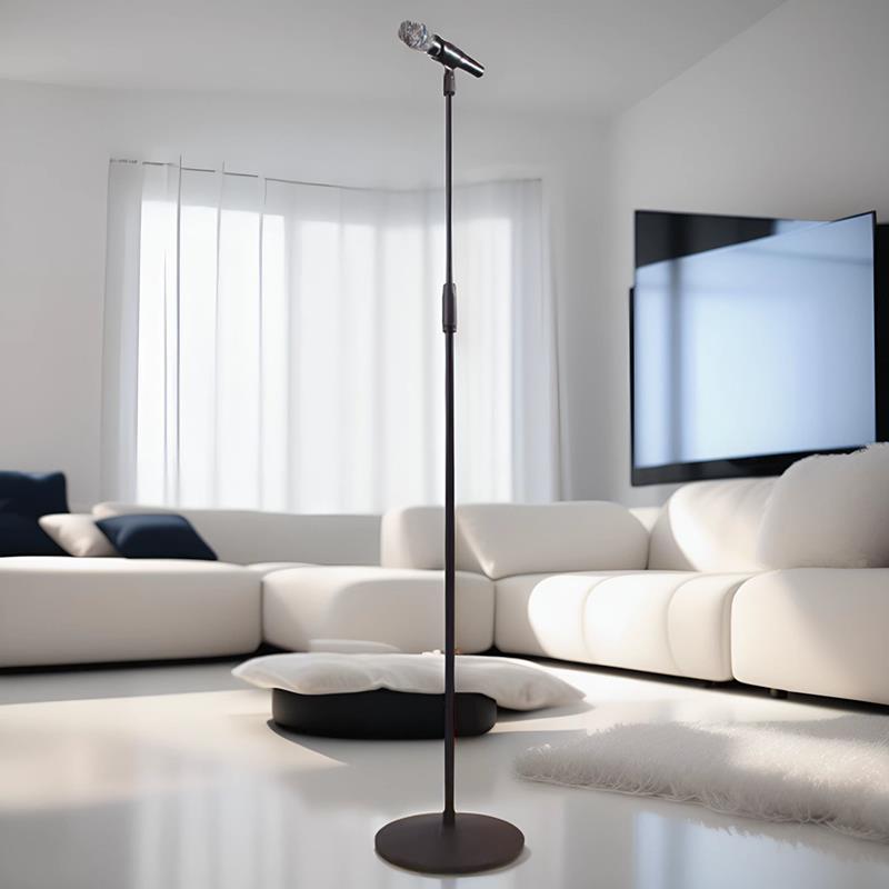 金属圆盘落地话筒支架KTV舞台立式手机一拖二 唱歌演讲会议咪架