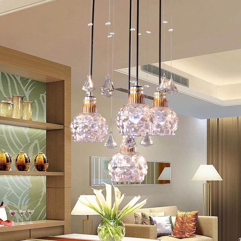 三色调光水晶餐厅灯吊灯四头led灯简约现代玻璃灯罩浪漫装饰灯具,家装灯饰光源,餐厅吊灯,淘宝优惠券,粉丝福利购,淘宝优惠卷