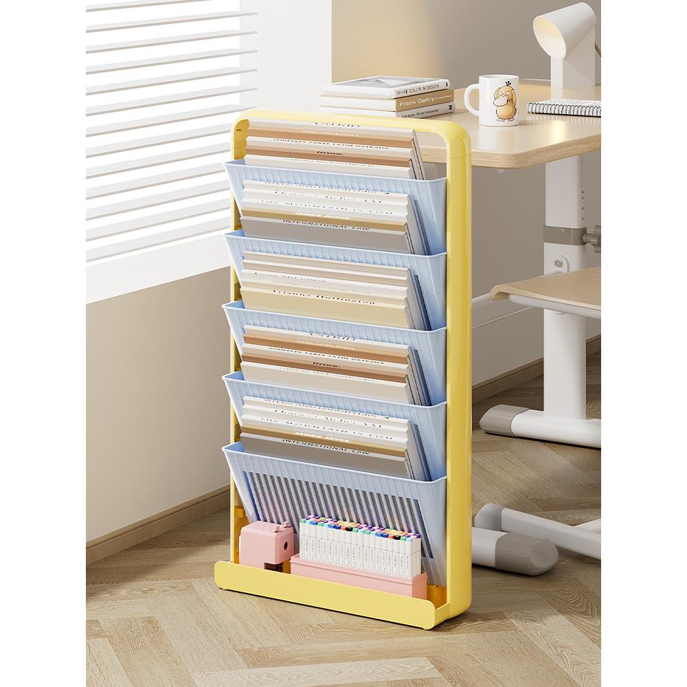 桌边书架学生专用教室窄边夹缝落地杂物收纳架多层小型侧边置物架