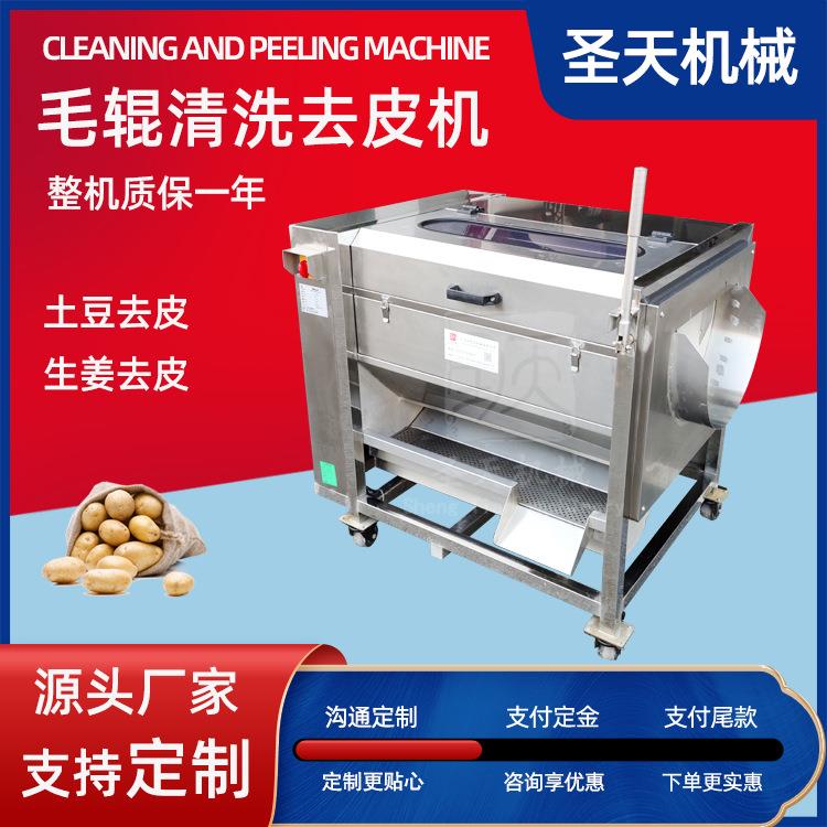 土豆去皮电动毛辊清洗机红薯山药清洗脱皮机海蛎子海螺毛刷机