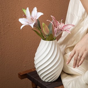 小悠家直戳审美23cm可水培陶瓷花瓶海螺设计感客厅摆件装 饰品