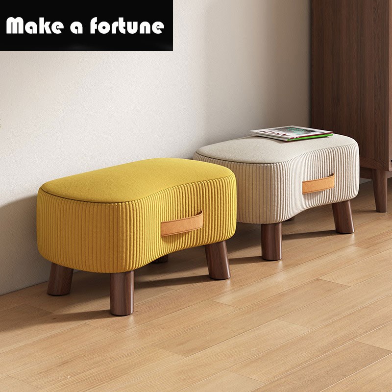 家用门口换鞋凳客厅沙发脚踏凳创意长条实木小凳子软包椅子肥皂凳