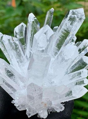 天然白水晶簇能量摆件水晶原石手链消磁净化晶簇鱼缸造景晶簇