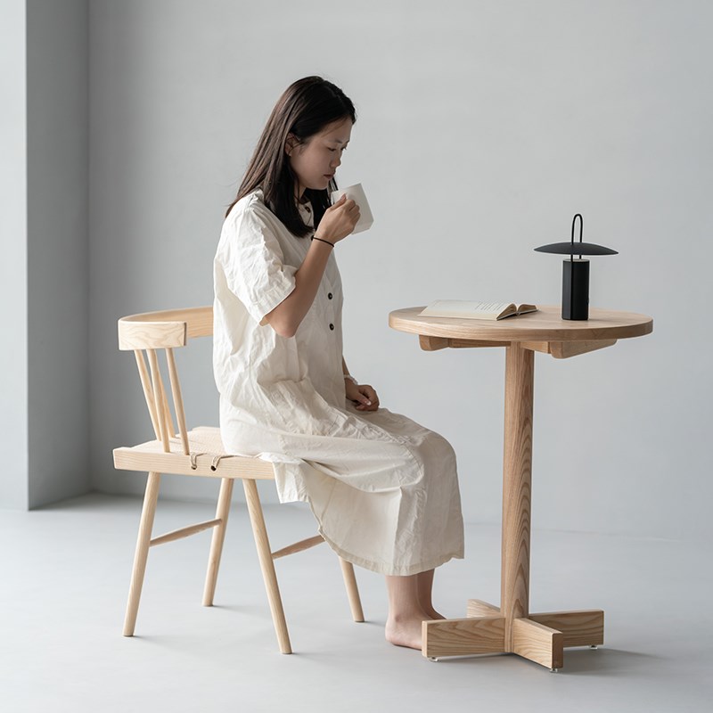 叁几 盛初咖啡桌 白蜡木餐桌小户型家用设计师实木圆桌现代简约