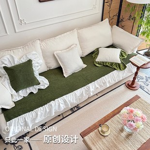 复古直排坐垫盖布 2025年新款 沙发垫夏用法式 四季 通用防滑美式