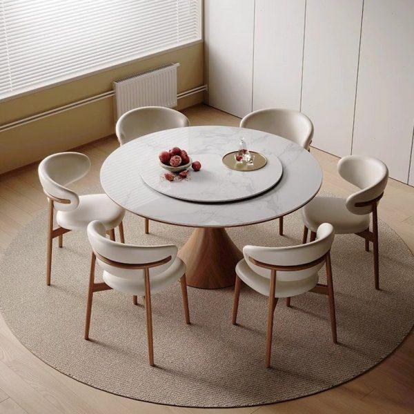 复古风岩板圆桌家用小户型现代简约圆形饭桌北欧实木圆餐桌椅组合,住宅家具,岩板餐桌,淘宝优惠券,粉丝福利购,淘宝优惠卷