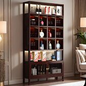 高档客厅落地轻奢实木置物架新款 架红酒酒柜摆件陈列格子架非酒架