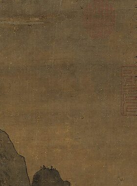 1图藏烟涉3 赵幹 台6cm真迹1品5故宫北:x1秋复制古代 五代霭画名0