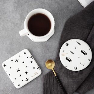水杯垫子风大理石立杯垫茶杯垫北欧创意隔热垫垫杯托陶瓷物防滑米