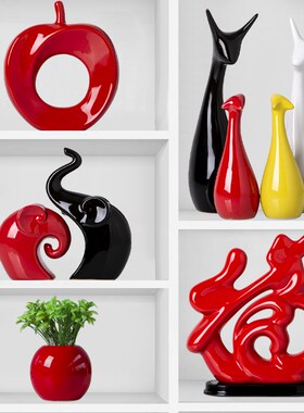 现代简约客厅摆件电视柜酒柜玄关装饰品创意家居陶瓷摆设乔迁新居