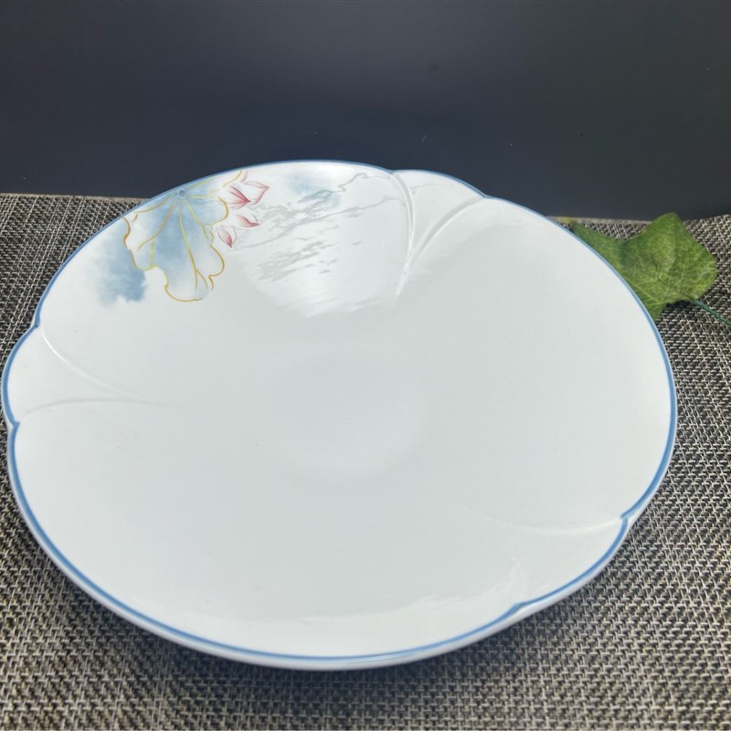 陶瓷花边盘子高级感碗碟家用好看餐具菜盘简约汤盘餐盘深盘西餐盘