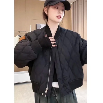 美式复古立领刺绣棒球服外套女