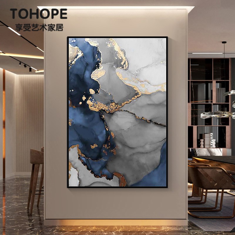 岁月鎏金纯手绘抽象油画进门玄关装饰画客厅走廊尽头过道楼梯挂画图片