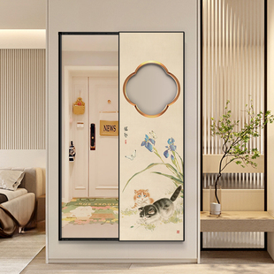 中古风镜面装饰墙入户玄关镜可关闭隐身全身镜壁挂式穿衣镜挂画
