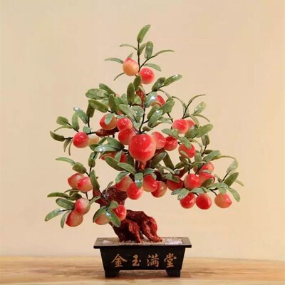 天然玉石特大玉器蟠桃树客厅家居仙桃树玉器创意寿桃工艺品摆件