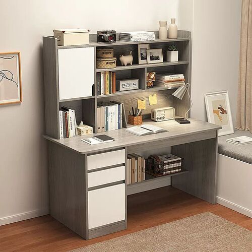 书桌书架一体桌带书柜书桌学生家用学习写字桌卧室电脑桌台式桌子