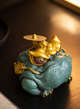 中式天机金蟾招财摆件高档彩金开业乔迁礼品创意家居客厅桌面装饰